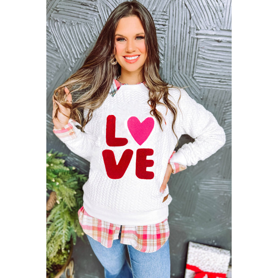 White Merry And Bright Cable Knit Pullover Sweatshirt Tops/Sweatshirts & Hoodies