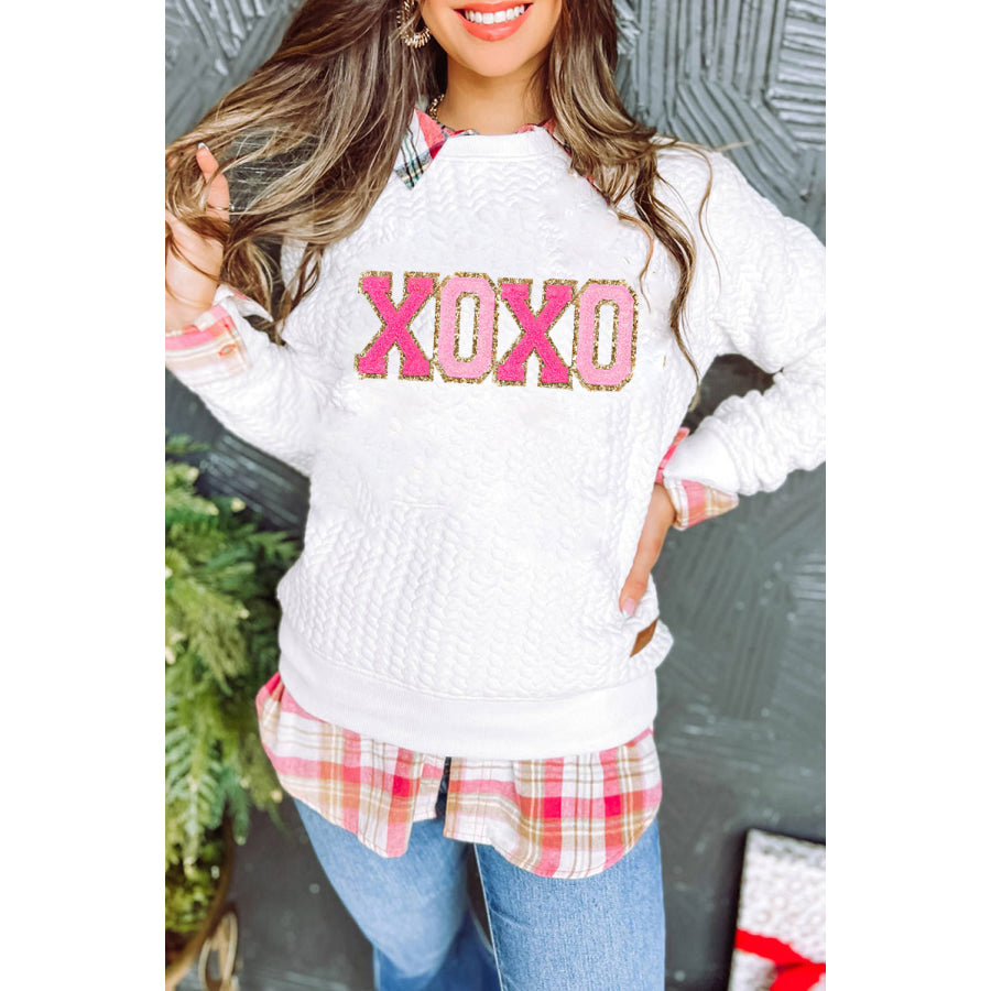 White Merry And Bright Cable Knit Pullover Sweatshirt White1 / S / 95% Polyester + 5% Elastane Tops/Sweatshirts & Hoodies