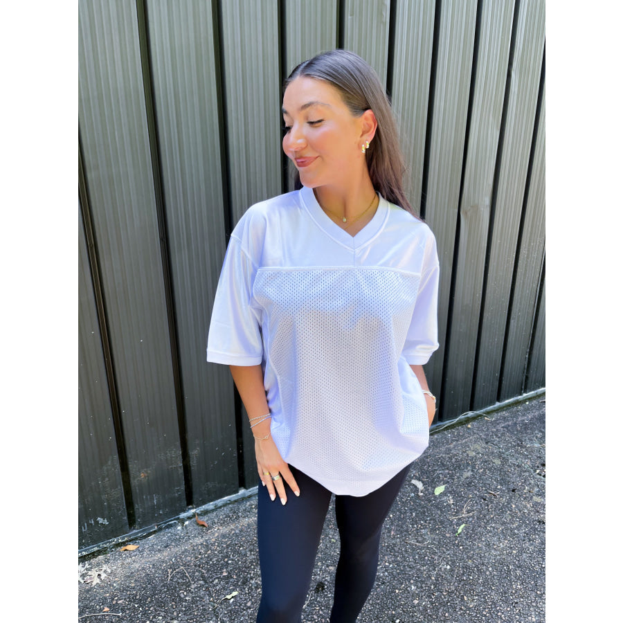 White Mesh Sports Jersey WS 102 Casual Tops