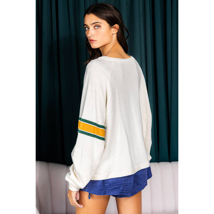 White Number 76 Printed Retro Sporty Long Sleeve Top Sale (50% OFF)/Sale (50% OFF)