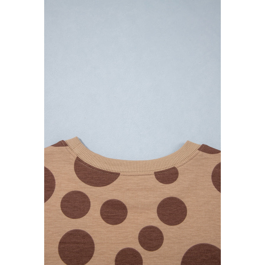 White Polka Dot Long Sleeve Top Drawstring Relaxed Pants Set Two Piece Sets/Pant Sets