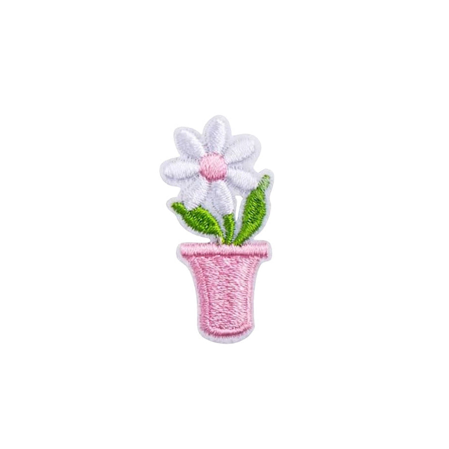White Potted Daisy Embroidered Patch - ETA 4/15 WS 600 Accessories