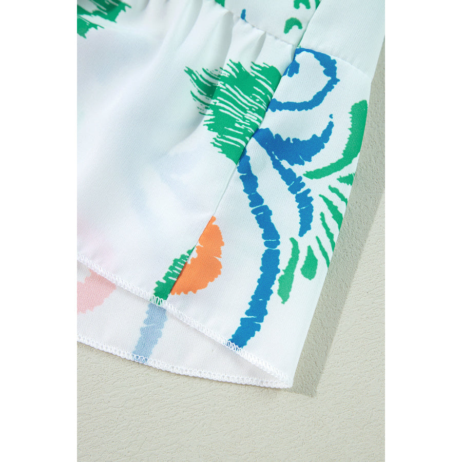 White Printed Tribal Bracelet Sleeve Buttoned Mini Dress Dresses/Mini Dresses