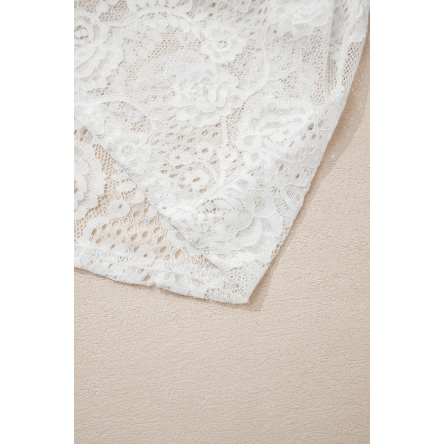 White Tie Spaghetti Straps Floral Lace Overlay Long Dress Dresses/Maxi Dresses