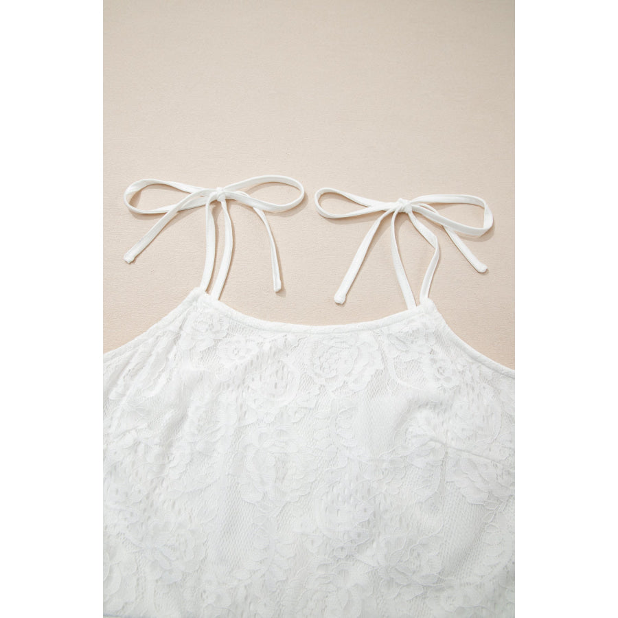White Tie Spaghetti Straps Floral Lace Overlay Long Dress Dresses/Maxi Dresses