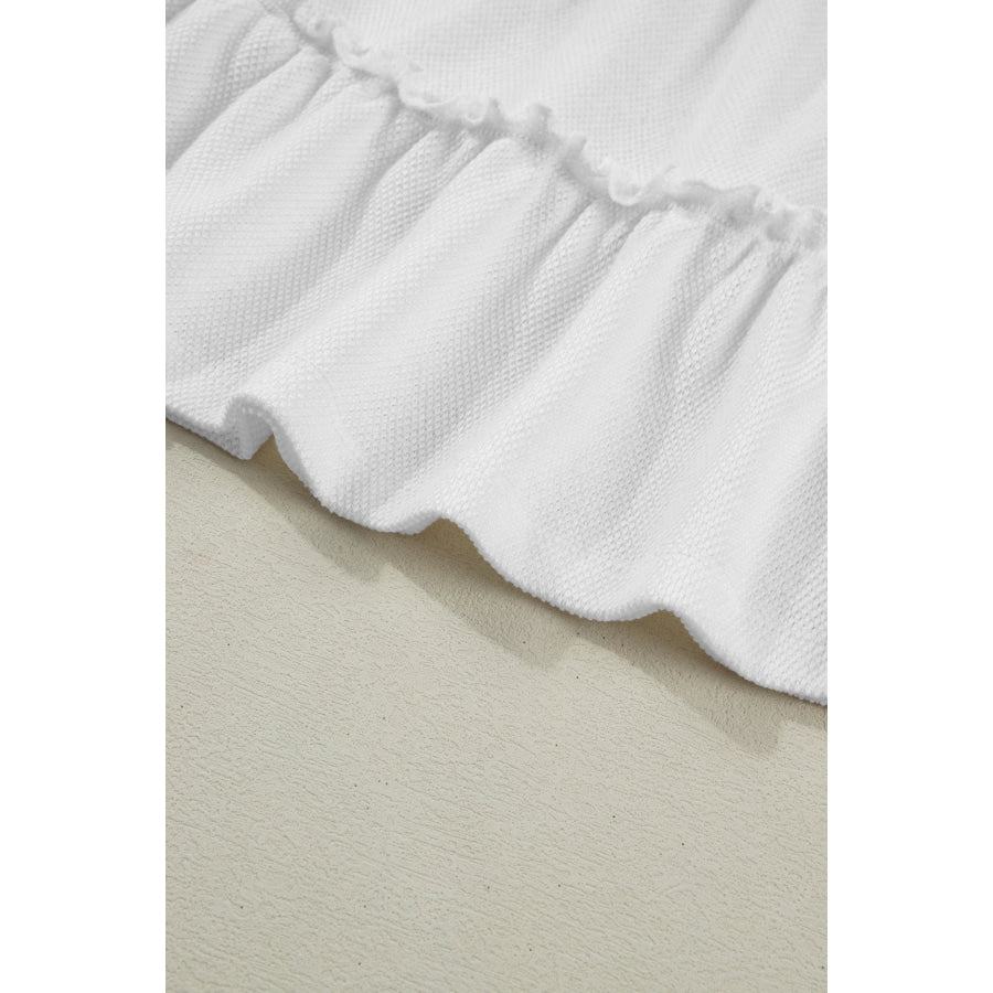 White Tiered Frill Trim A-line Tank Top Tops/Tank Tops