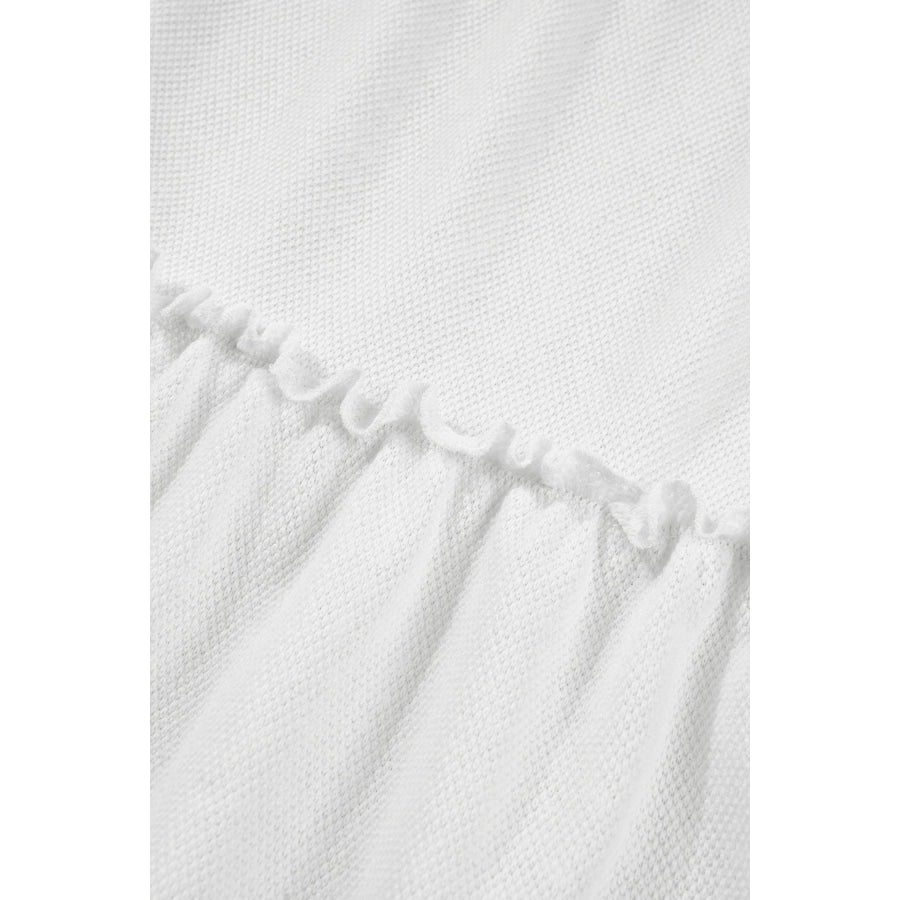 White Tiered Frill Trim A-line Tank Top Tops/Tank Tops