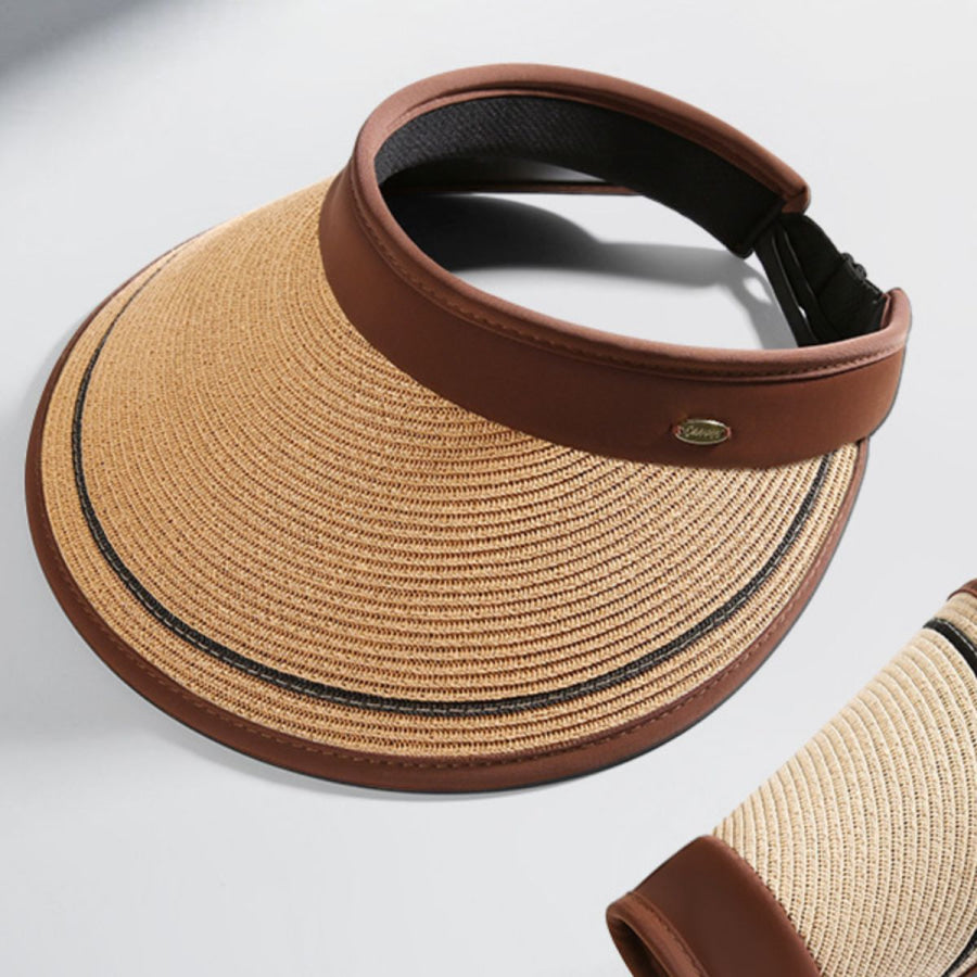 Wide Brim Straw Visor Hat Khaki / One Size Apparel and Accessories