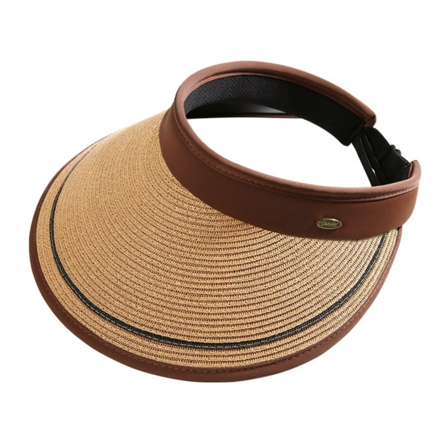 Wide Brim Straw Visor Hat Khaki / One Size Apparel and Accessories