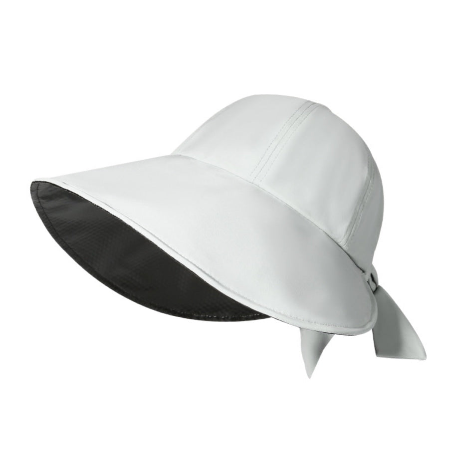 Wide Brim Sun Hat with Bowknot Light Gray / One Size Apparel and Accessories
