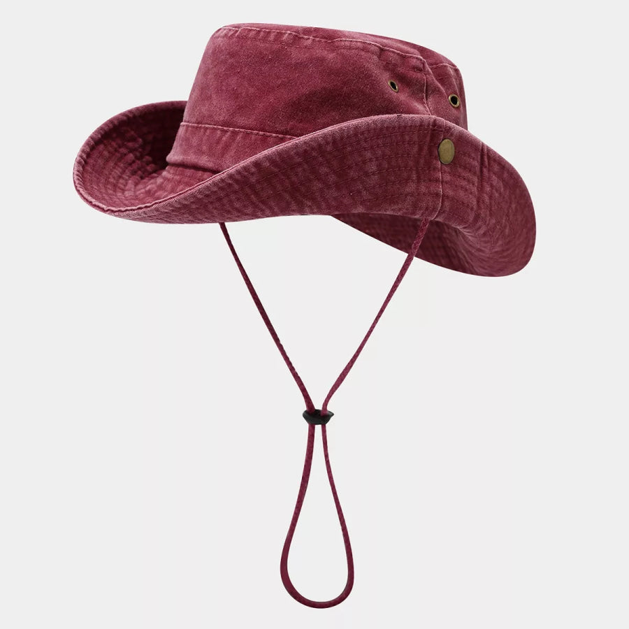 Wide-Brim Sun Protection Bucket Hat Burgundy / One Size Apparel and Accessories