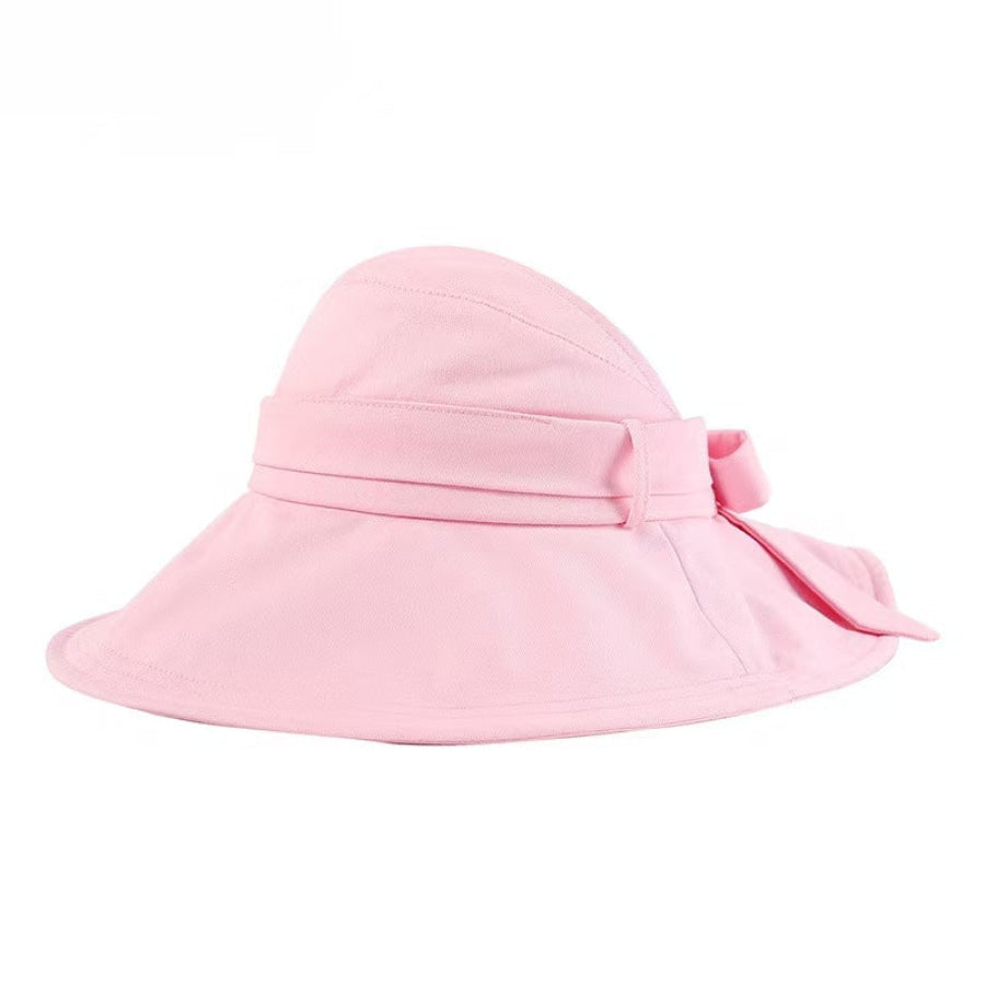 Wide Brim Sun Visor Hat with Ribbon Pink / One Size Apparel and Accessories