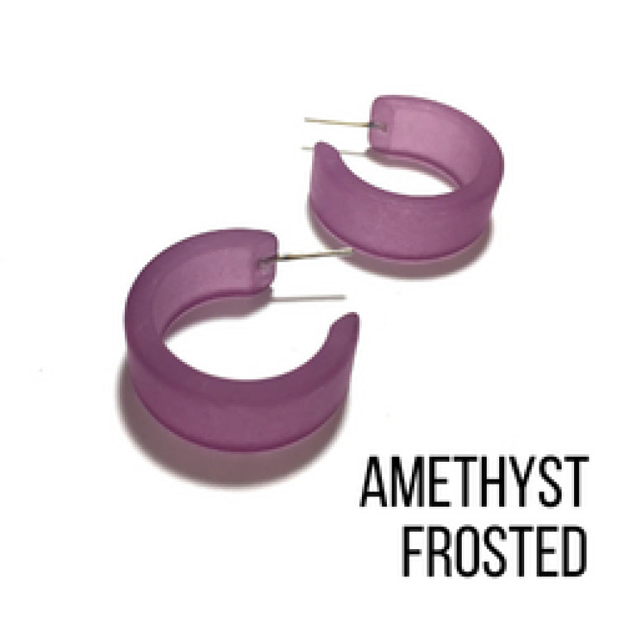 Wide Classic Frosted Hoop Earrings - Clara Amethyst Hoops