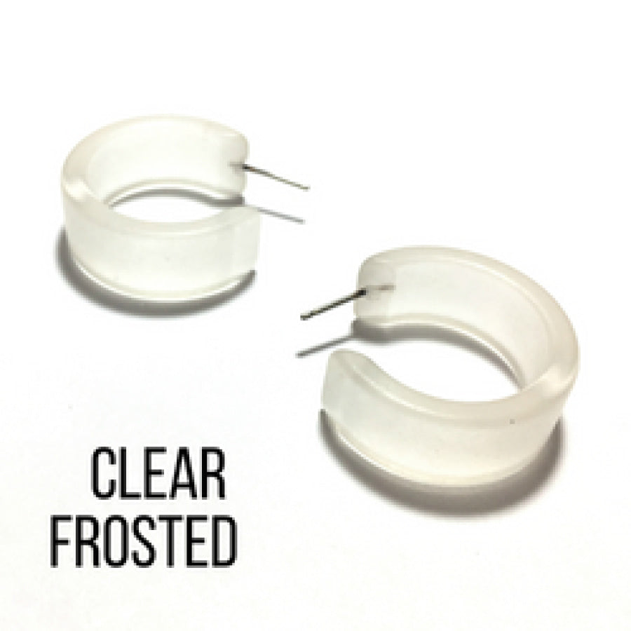 Wide Classic Frosted Hoop Earrings - Clara Clear Hoops