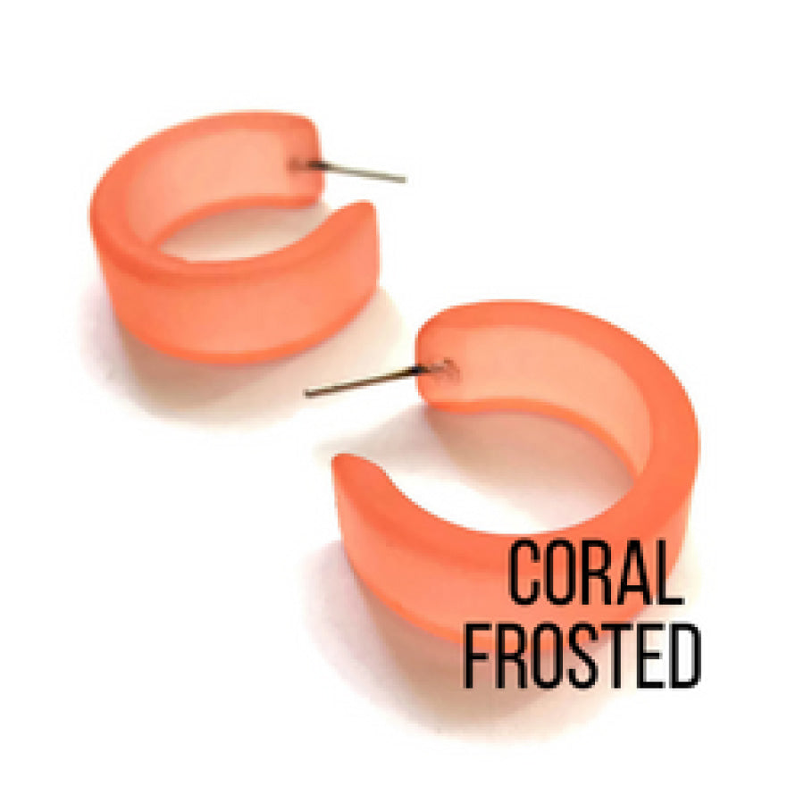 Wide Classic Frosted Hoop Earrings - Clara Coral Hoops
