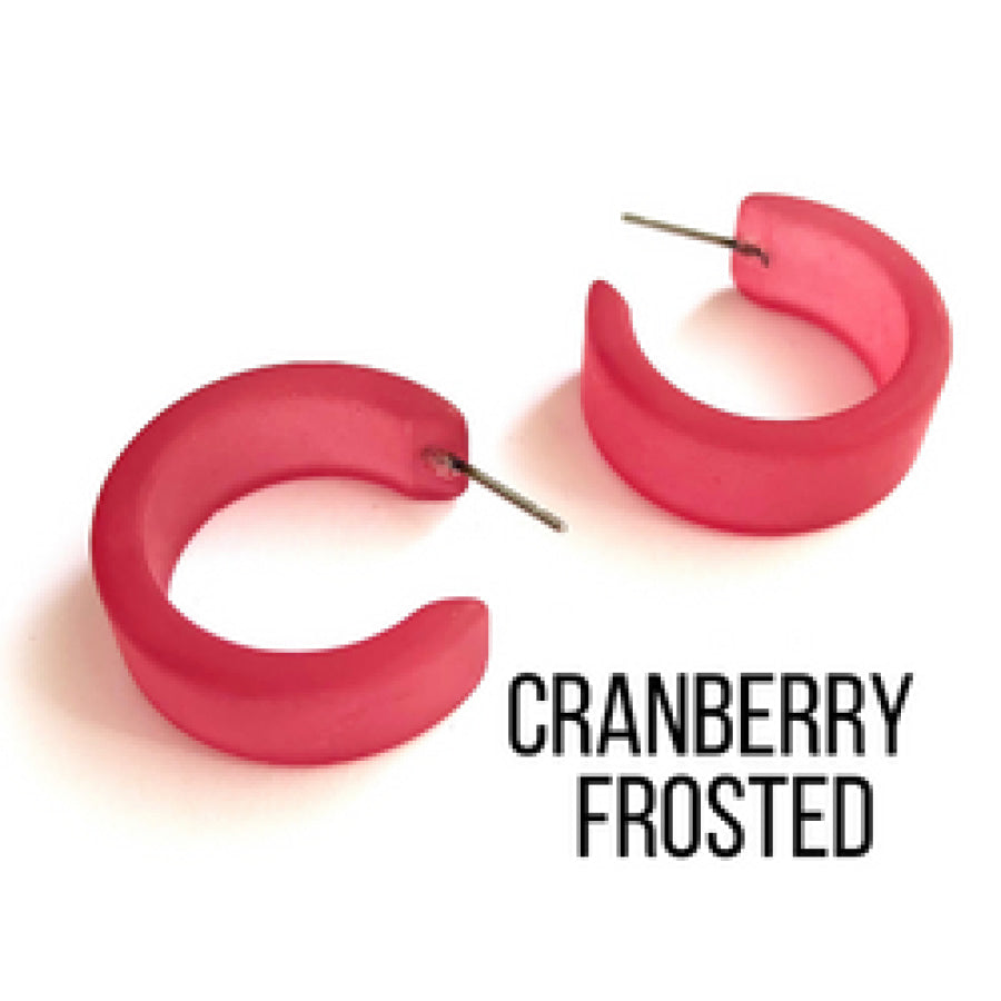 Wide Classic Frosted Hoop Earrings - Clara Cranberry Hoops