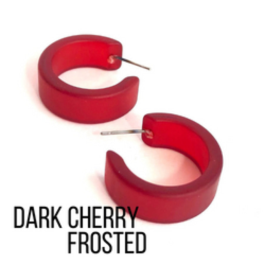 Wide Classic Frosted Hoop Earrings - Clara Dark Cherry Hoops