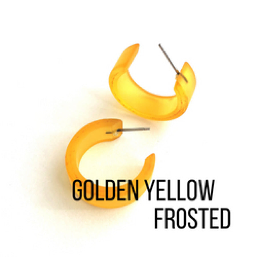 Wide Classic Frosted Hoop Earrings - Clara Golden Yellow Hoops
