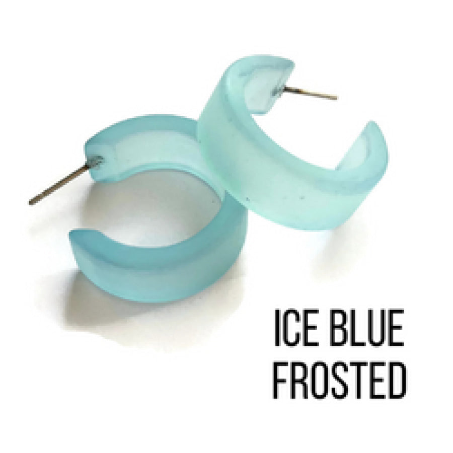 Wide Classic Frosted Hoop Earrings - Clara Ice Blue Hoops