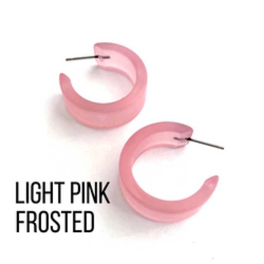 Wide Classic Frosted Hoop Earrings - Clara Light Pink Hoops