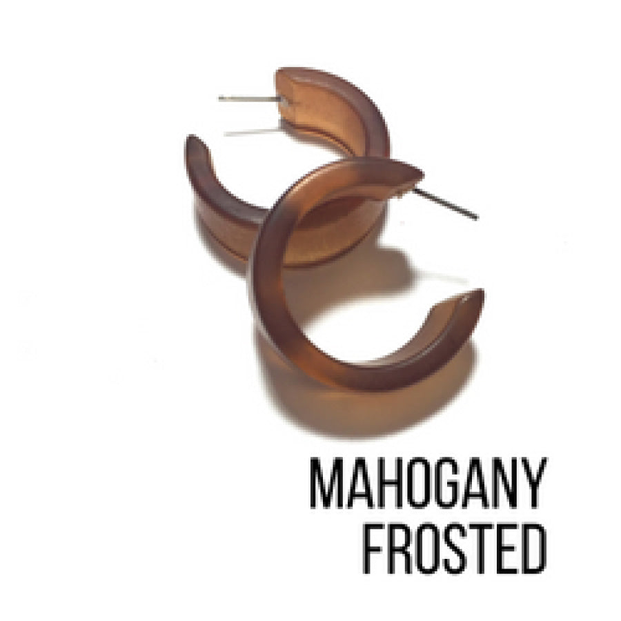 Wide Classic Frosted Hoop Earrings - Clara Mahogany Hoops