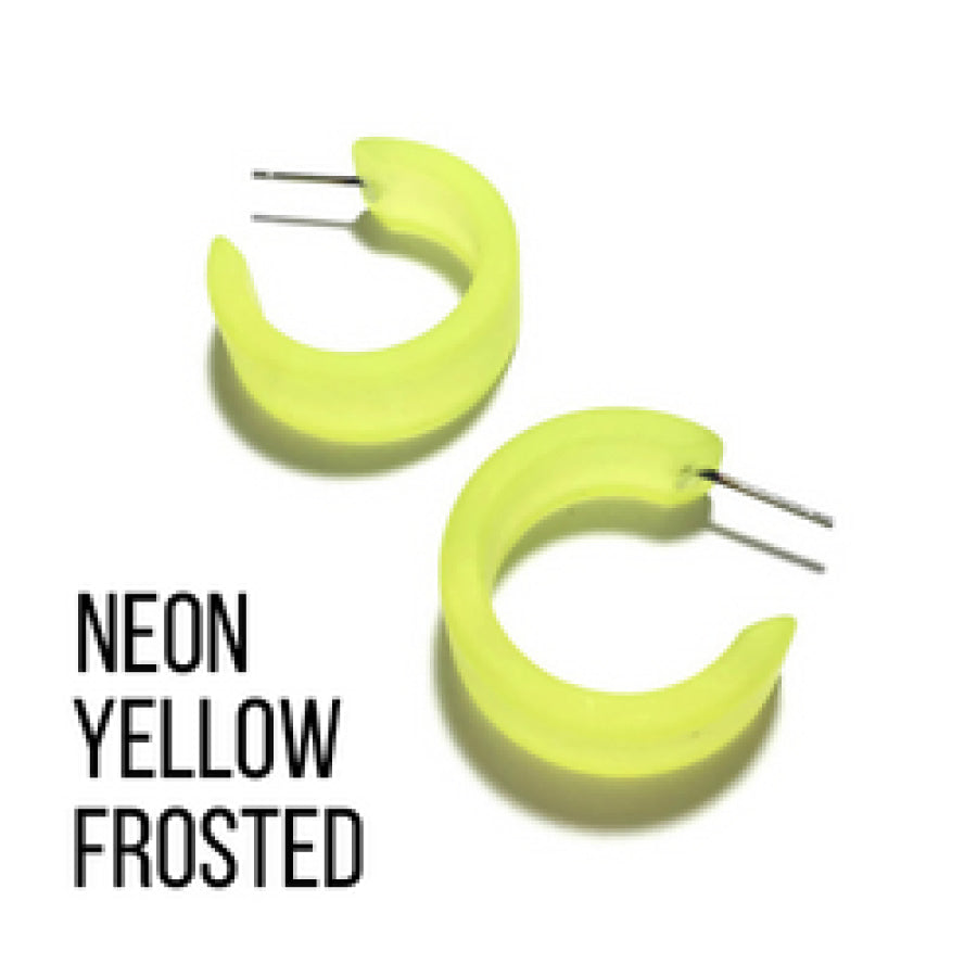 Wide Classic Frosted Hoop Earrings - Clara Neon Yellow Hoops