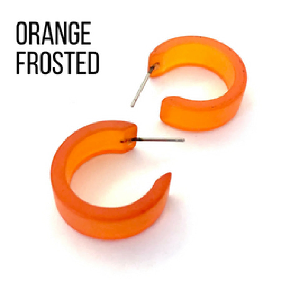 Wide Classic Frosted Hoop Earrings - Clara Orange Hoops