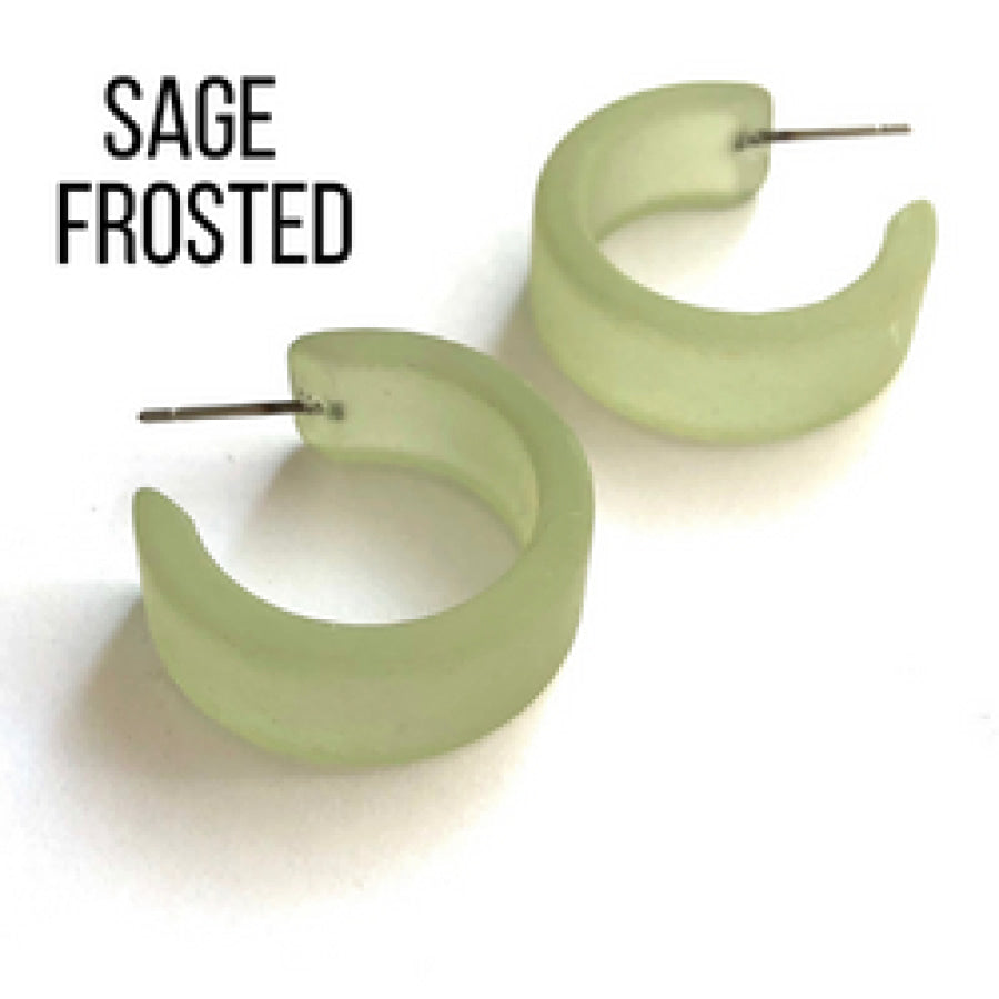 Wide Classic Frosted Hoop Earrings - Clara Sage Hoops