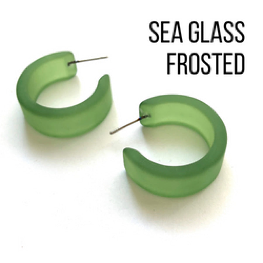 Wide Classic Frosted Hoop Earrings - Clara Sea Glass Hoops