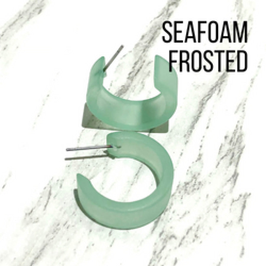 Wide Classic Frosted Hoop Earrings - Clara Seafoam Hoops