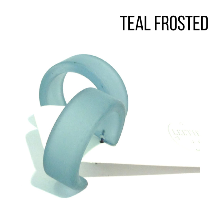 Wide Classic Frosted Hoop Earrings - Clara Teal Hoops