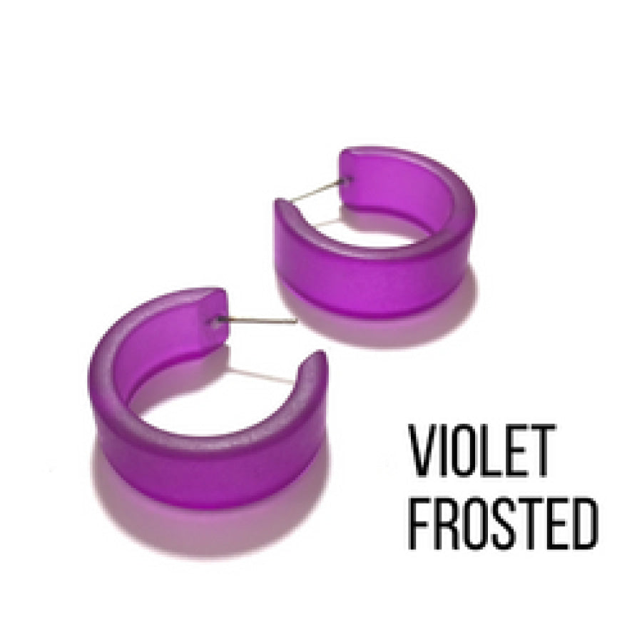 Wide Classic Frosted Hoop Earrings - Clara Violet Hoops
