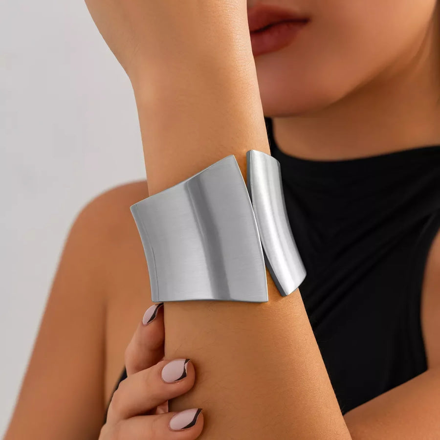 Wide Cuff Bracelet Silver / One Size Apparel and Accessories
