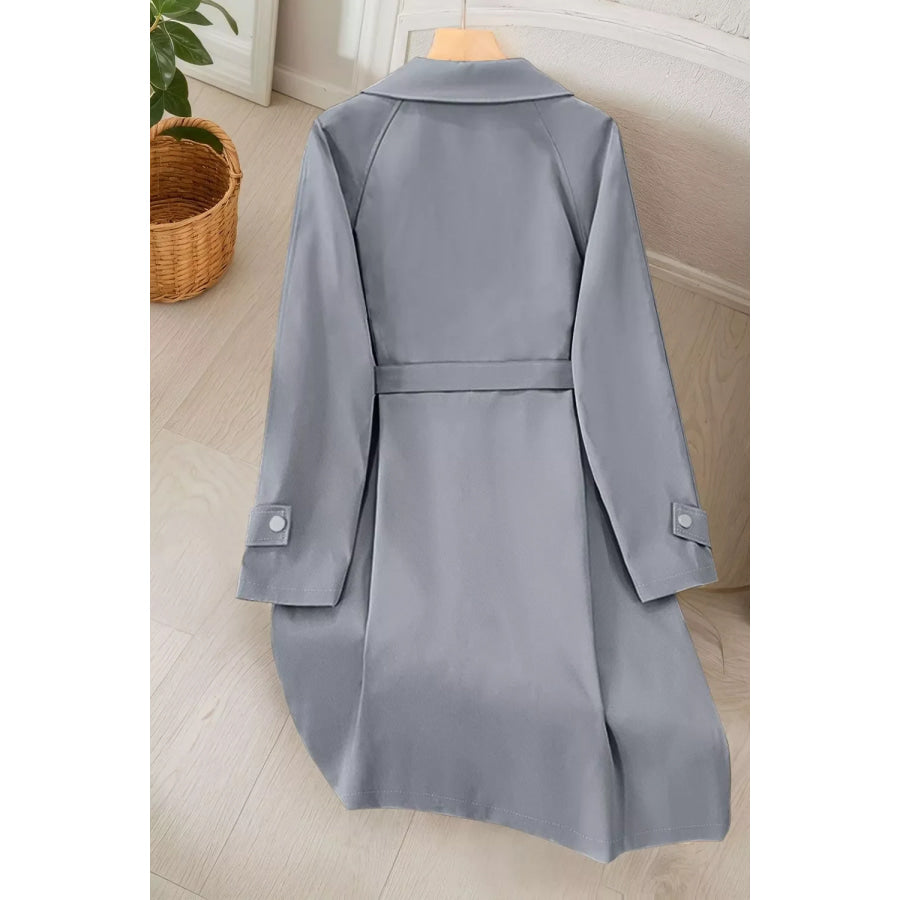 Wide Lapels Belt Trench Coat Apparel and Accessories