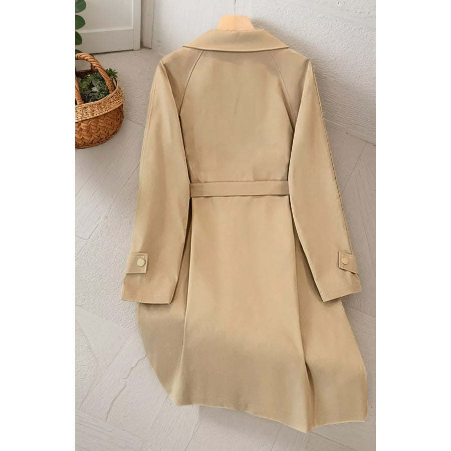 Wide Lapels Belt Trench Coat Apparel and Accessories