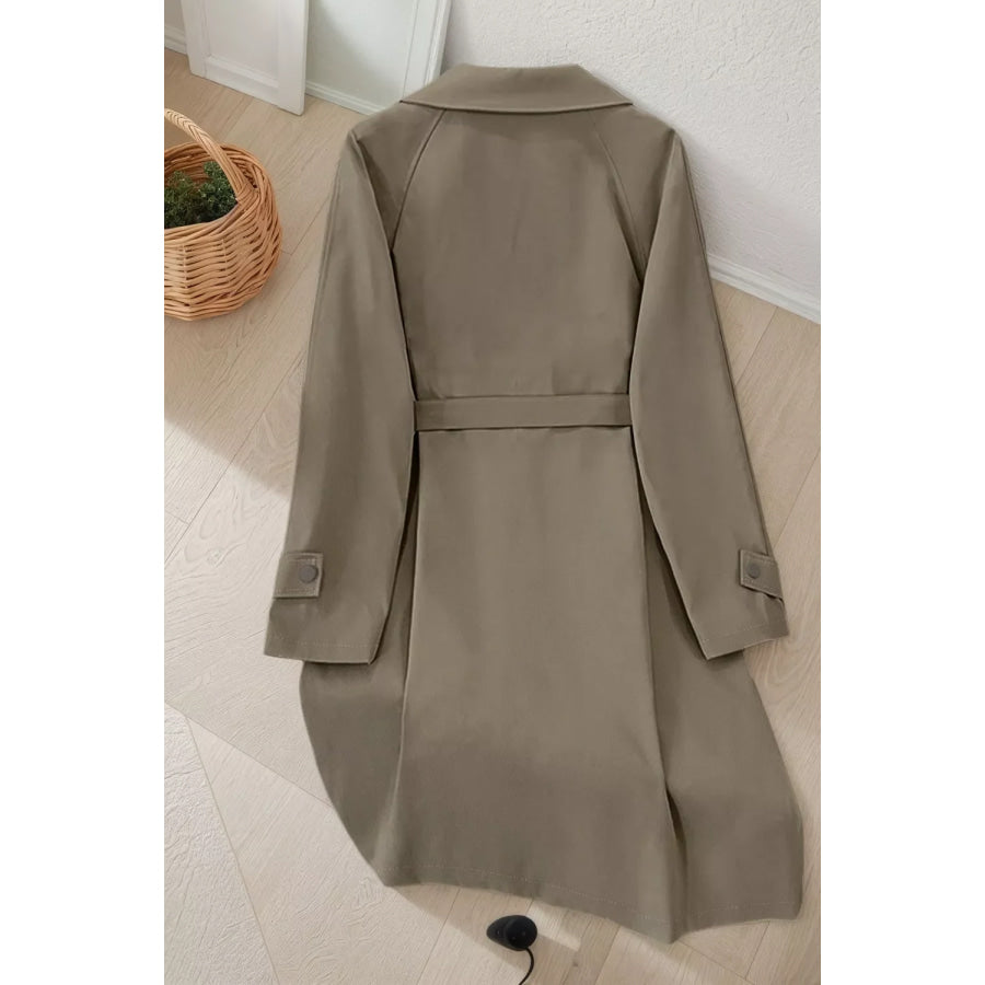Wide Lapels Belt Trench Coat Apparel and Accessories