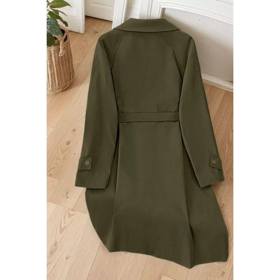 Wide Lapels Belt Trench Coat Apparel and Accessories