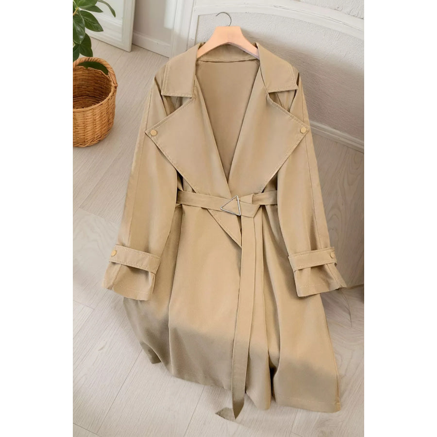 Wide Lapels Belt Trench Coat Camel / S Apparel and Accessories