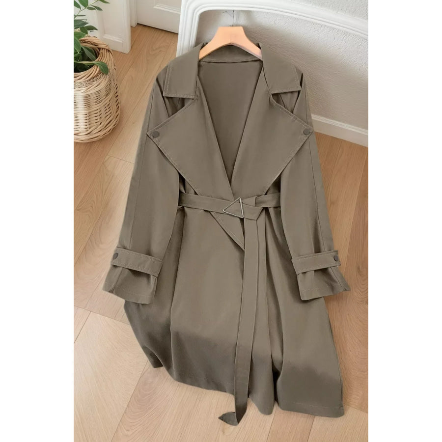 Wide Lapels Belt Trench Coat Coffee Brown / S Apparel and Accessories