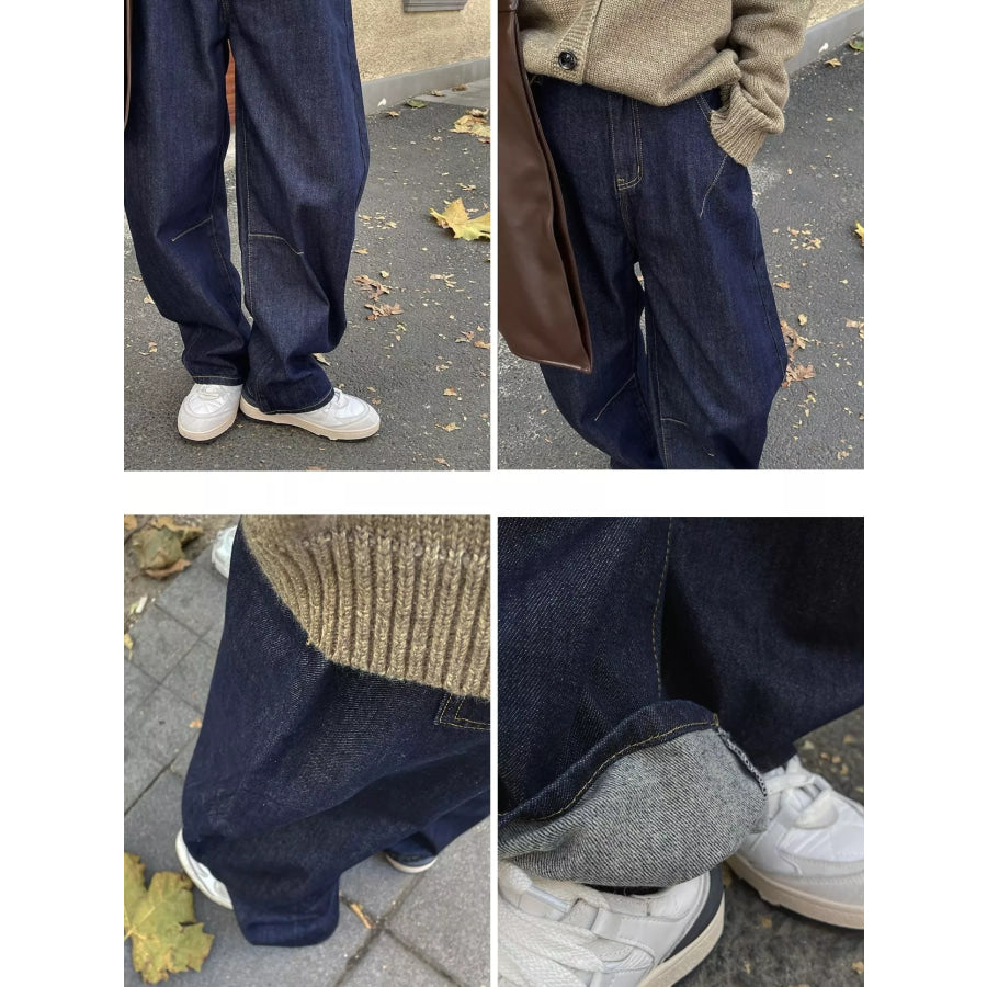 Wide-Leg Barrel Jeans Apparel and Accessories