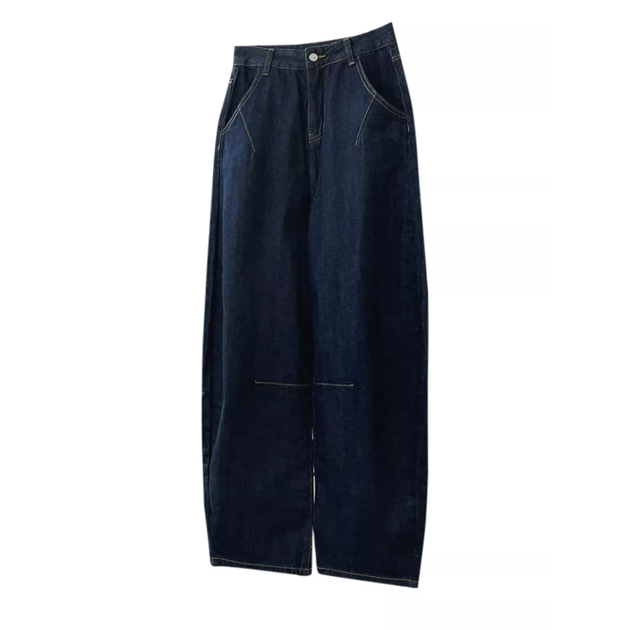 Wide-Leg Barrel Jeans Apparel and Accessories