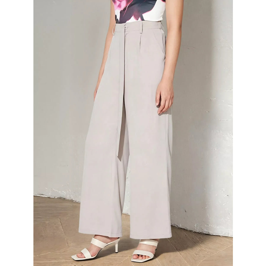 Wide Leg Belted Pants Dust Storm / S Apparel and Accessories