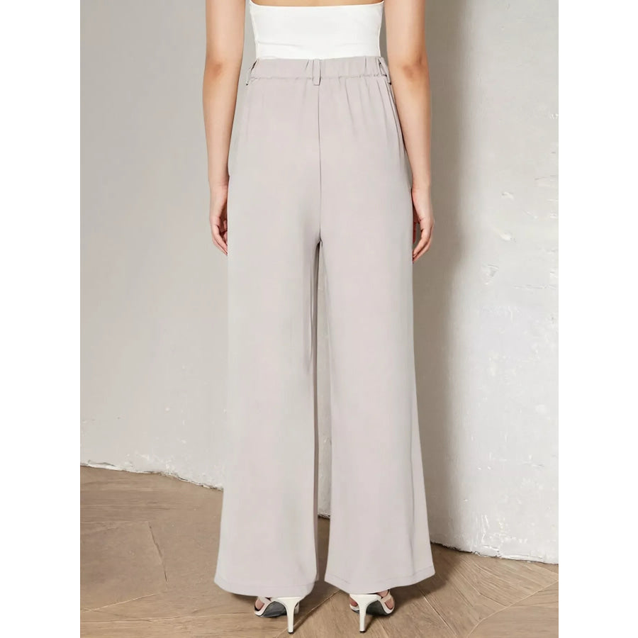 Wide Leg Belted Pants Apparel and Accessories
