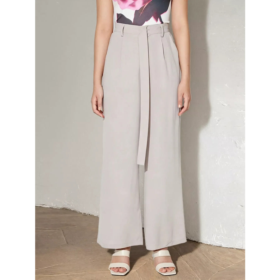 Wide Leg Belted Pants Apparel and Accessories
