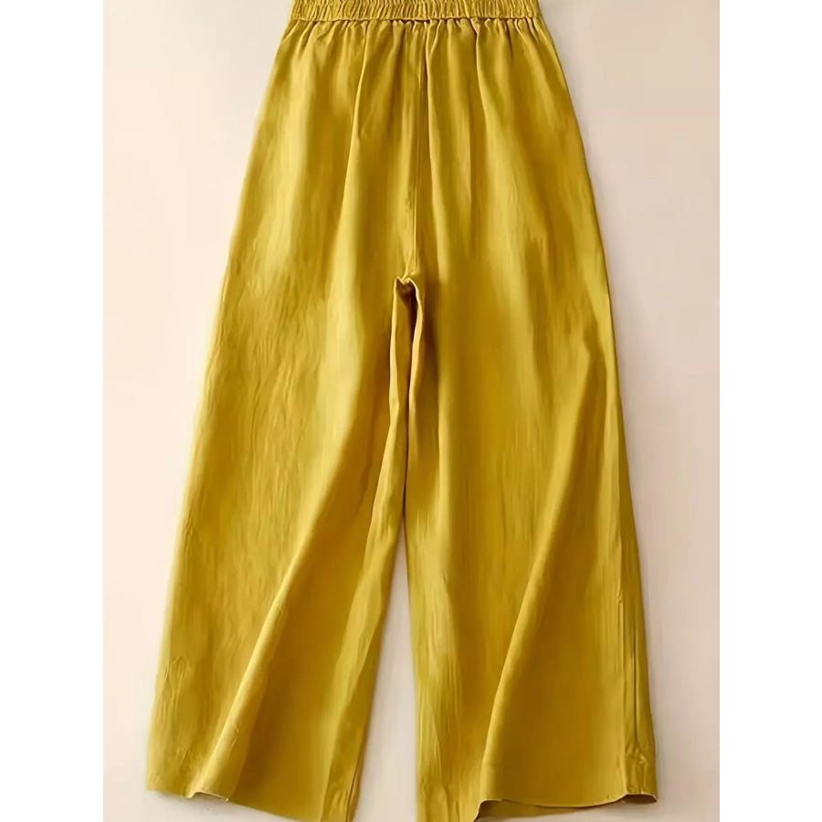 Wide-Leg Button-Decorated Pants Apparel and Accessories