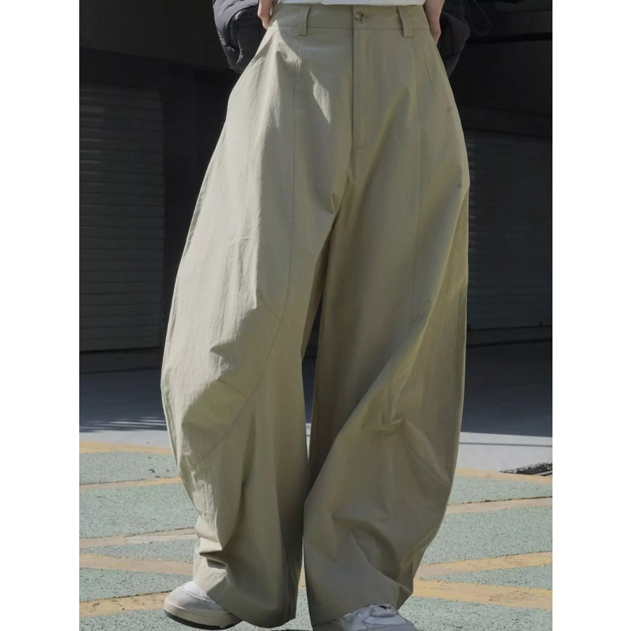 Wide-Leg Casual Pants Army Green / S Apparel and Accessories