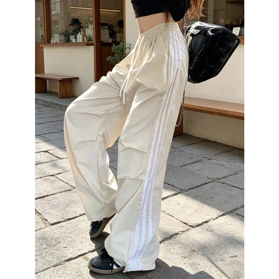 Wide-Leg Casual Pants with Drawstring Apparel and Accessories