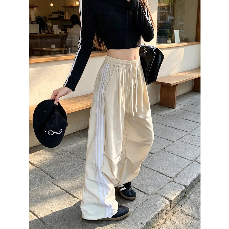 Wide-Leg Casual Pants with Drawstring Apparel and Accessories
