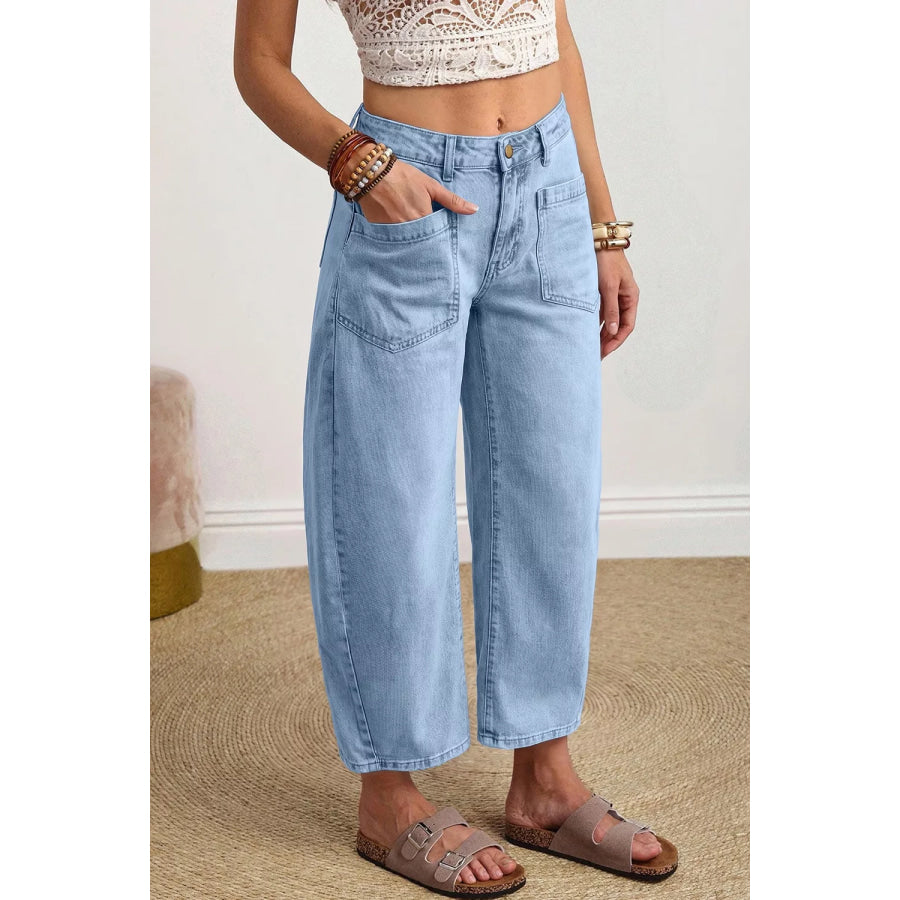 Wide Leg Cropped Jeans Apparel and Accessories