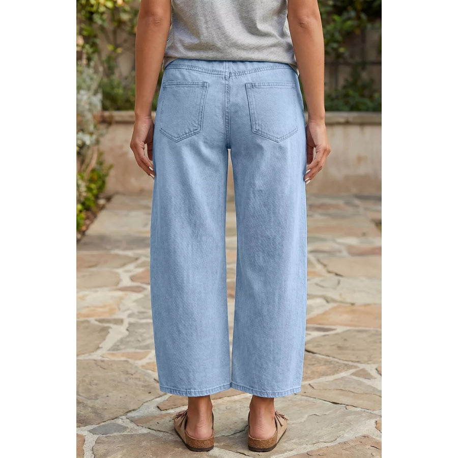 Wide Leg Cropped Jeans Light Blue / 4 Apparel and Accessories